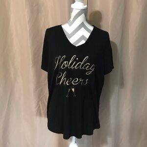 Apt. 9 0X black Holiday Cheers T-shirt